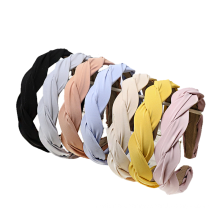 Bandeau Opaska Korean Style Simple Solid Color Fabric Headband Fashion Cross-Woven Twist Hairband Women Girl Hair Accessories